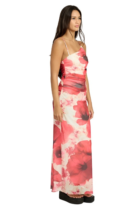 ONE SHOULDER RUCHED MAXI DRESS