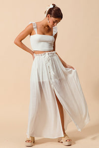 BOHO SUMMER SMOCKED TOP AND FLOWY MAXI SKIRT SET