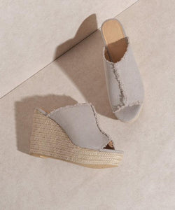 Bliss - Distressed Linen Wedge - The Lelia