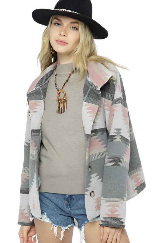 Soft Comfy Lightweight Aztec Pattern Jacket