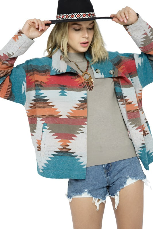 Soft Comfy Lightweight Aztec Pattern Jacket