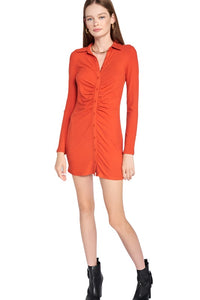 RUTCHED LONG SLEEVE DRESS