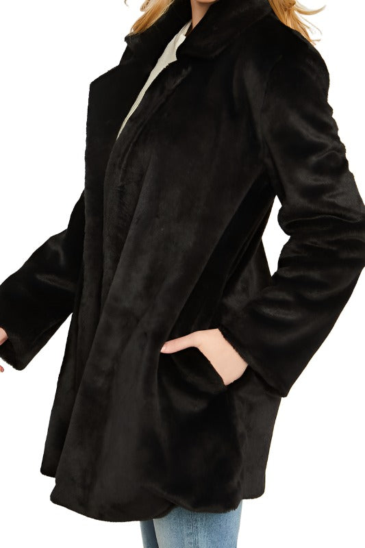 Woven Solid Teddy Collar Coat