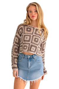 LONG SLEEVE CROCHET TOP