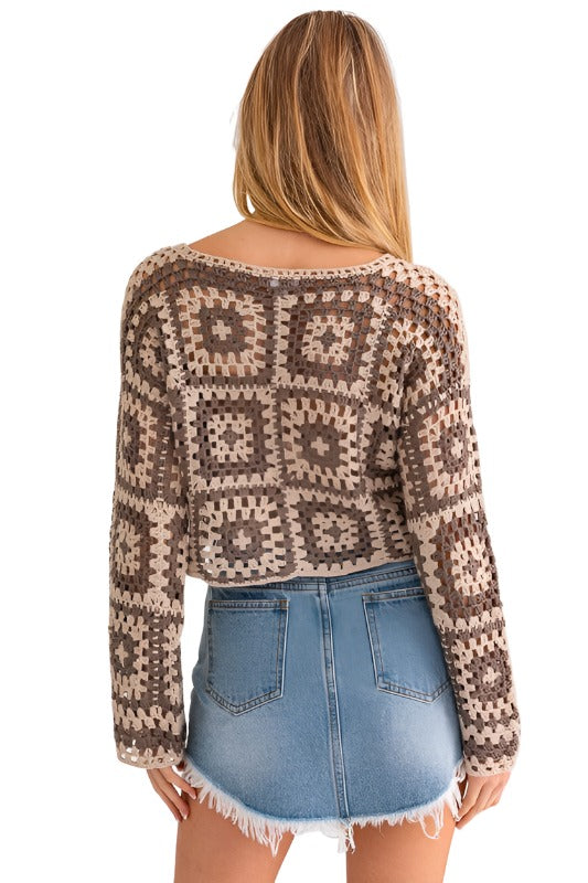 LONG SLEEVE CROCHET TOP