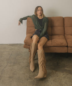 OUT WEST - Knee-High Fringe Boots