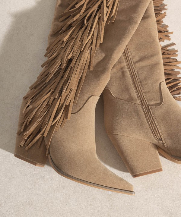 OUT WEST - Knee-High Fringe Boots