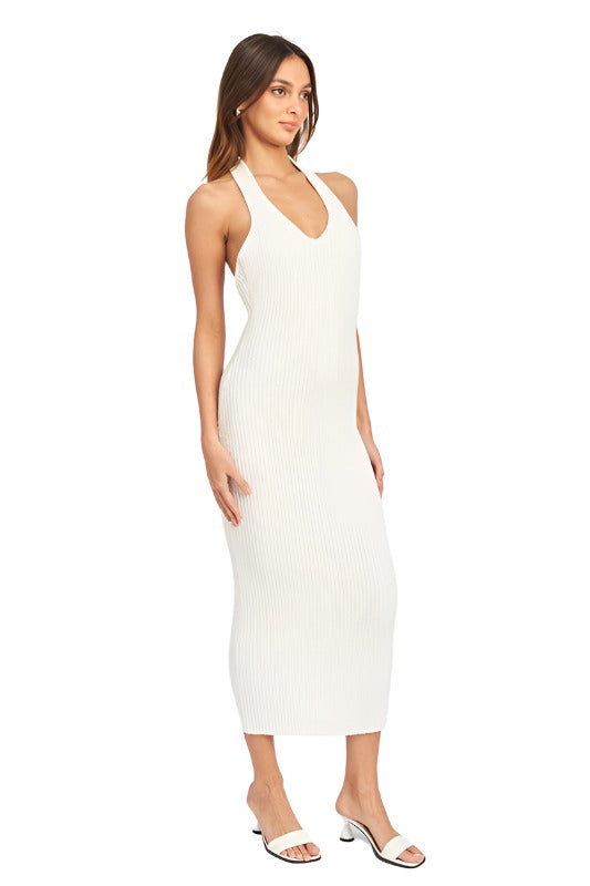 Halter Neck Bodycon Midi Dress