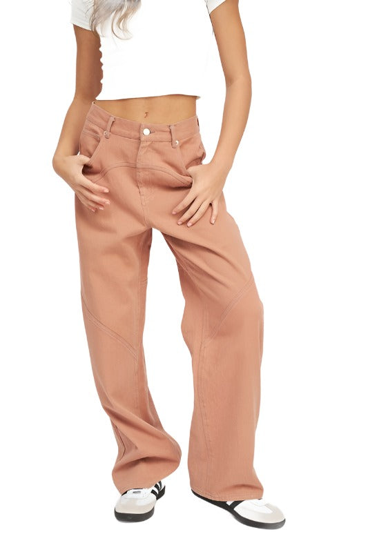 Contrasted Stitch Detail Wide Pants - The Lelia