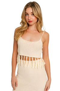 Tassel Detail Spaghetti Sweater Crop Top