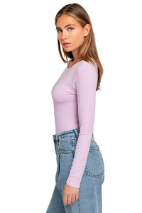 Long Sleeve Round Neck Ribbed Bodysuit