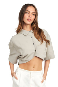 WIDE SLEEVE CROPPED SHIRT