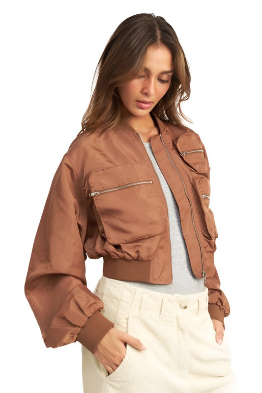 CROPPED BOMBER JACKET - The Lelia