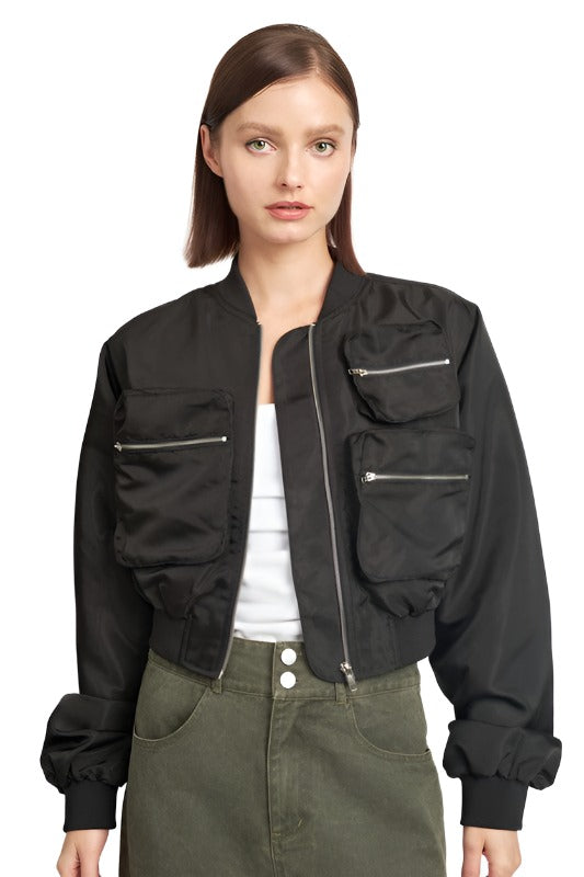 CROPPED BOMBER JACKET - The Lelia