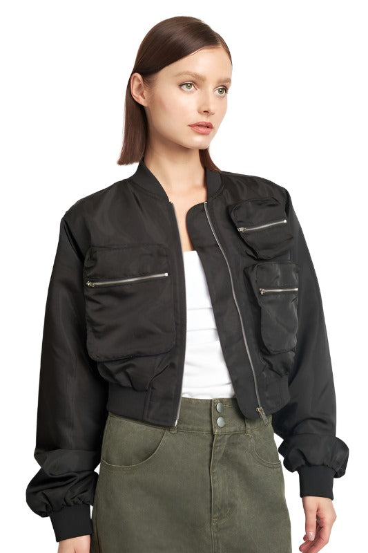 CROPPED BOMBER JACKET - The Lelia