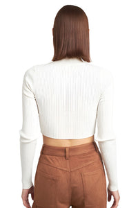 MOCK NECK CROP TOP WITH CUT OUT