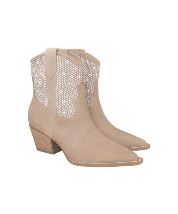 Cannes - Pearl Studded Western Boots - The Lelia