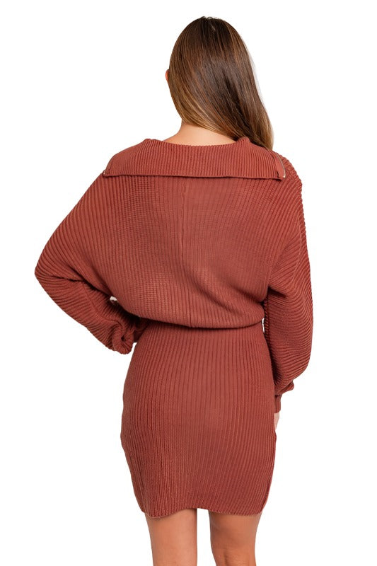 Zipper Sweater Dress