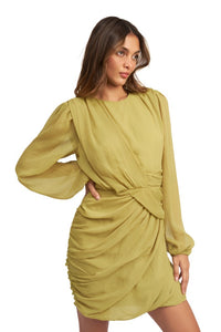 LONG SLEEVE RUCHED MINI DRESS