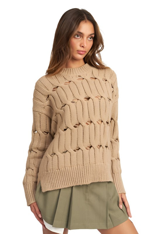 OPEN KNIT SWEATER WITH SLITS