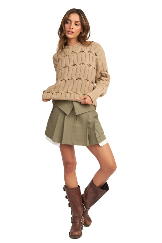 OPEN KNIT SWEATER WITH SLITS