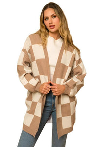 Checker Graphic Sweater Cardigan - The Lelia