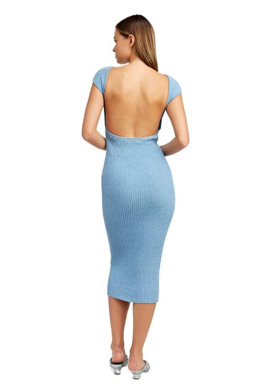CAP SLEEVE BODYCON DRESS WITH OPEN BACK - The Lelia