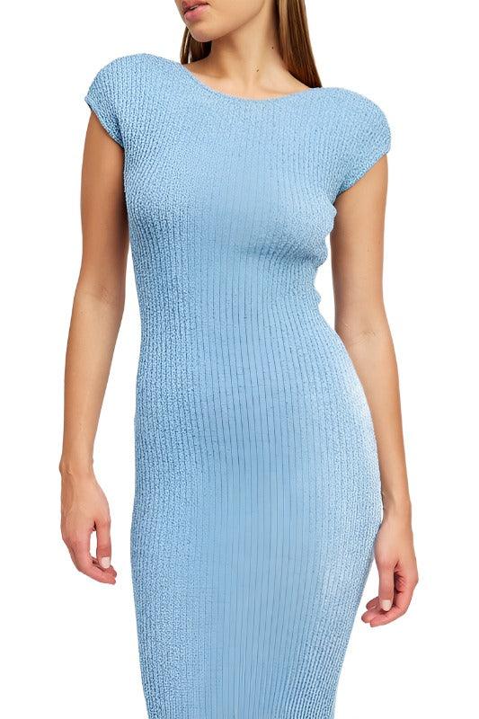 CAP SLEEVE BODYCON DRESS WITH OPEN BACK - The Lelia