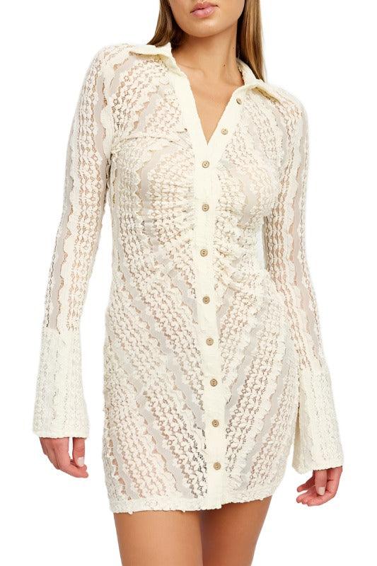 BUTTON DOWN LACE DRESS - The Lelia