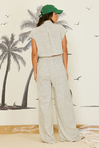 Striped Linen Cut Out Back Jumpsuit