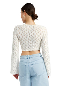CROCHET BELL SLEEVE TOP WTIH FRONT O RING - The Lelia
