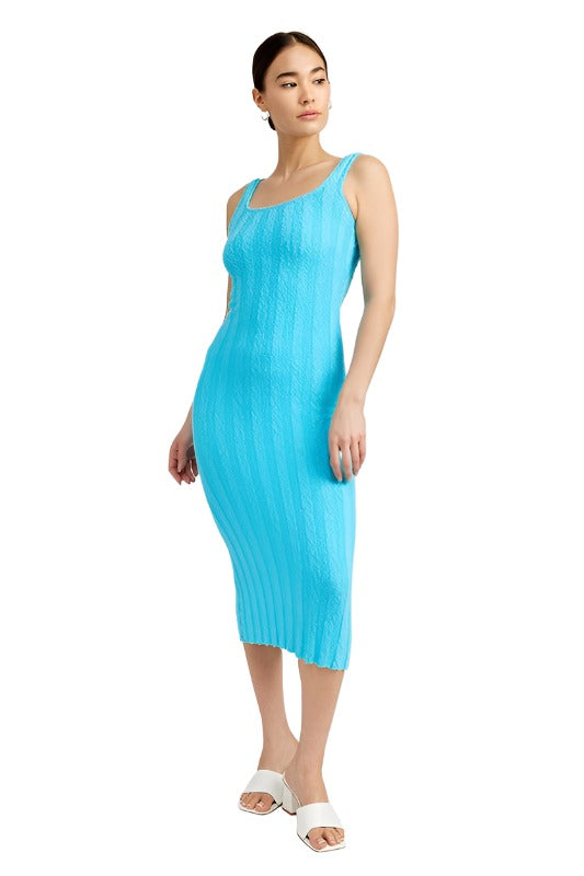 SCOOP NECK RIBBED MIDI DRESS