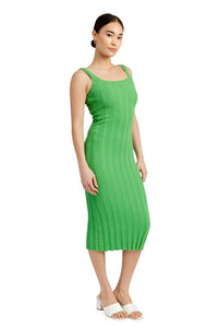 SCOOP NECK RIBBED MIDI DRESS