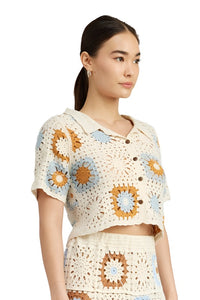 CROCHET CROPPED BUTTON UP TOP - The Lelia