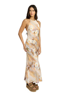 HALTER NECK FLORAL MAXI DRESS