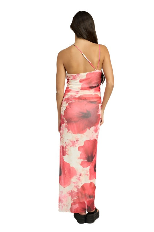 ONE SHOULDER RUCHED MAXI DRESS