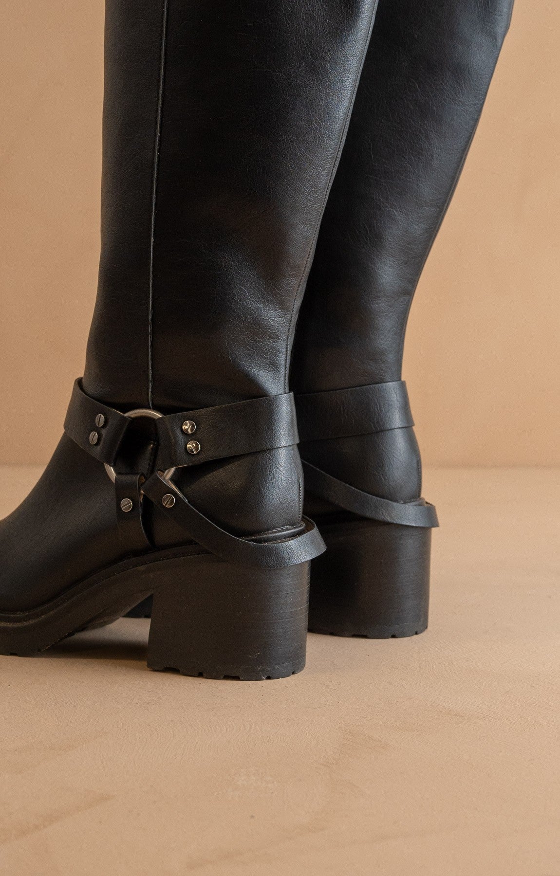 Leanne - Moto Knee High Boots