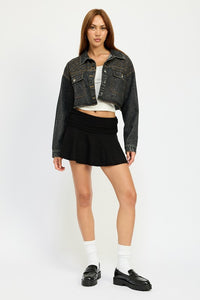 EMBROIDERED DENIM CROP JACKET