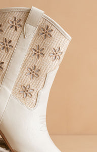 Della Mesh Floral Cutout Detail Cowboy Boots