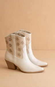 Della Mesh Floral Cutout Detail Cowboy Boots