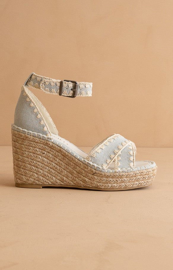 The Essie Espadrille Slide with Embroidered Straps