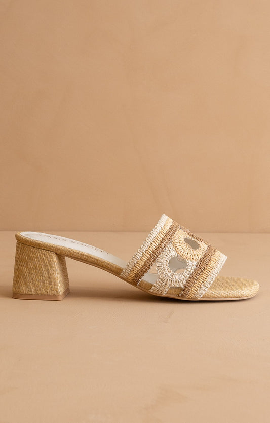 Gia - Raffia Mule With Woven Embroidered Strap