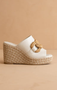 The Aime - Wedge Slide with Raffia Detail