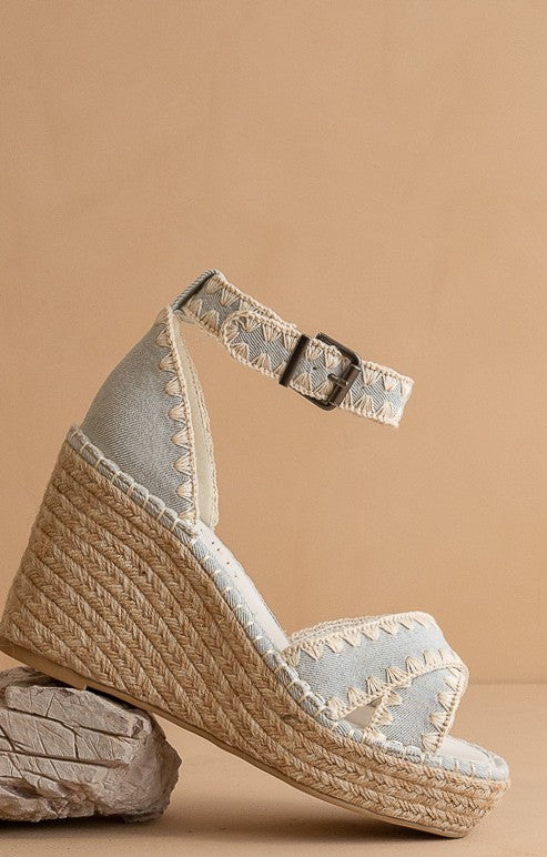 The Essie Espadrille Slide with Embroidered Straps