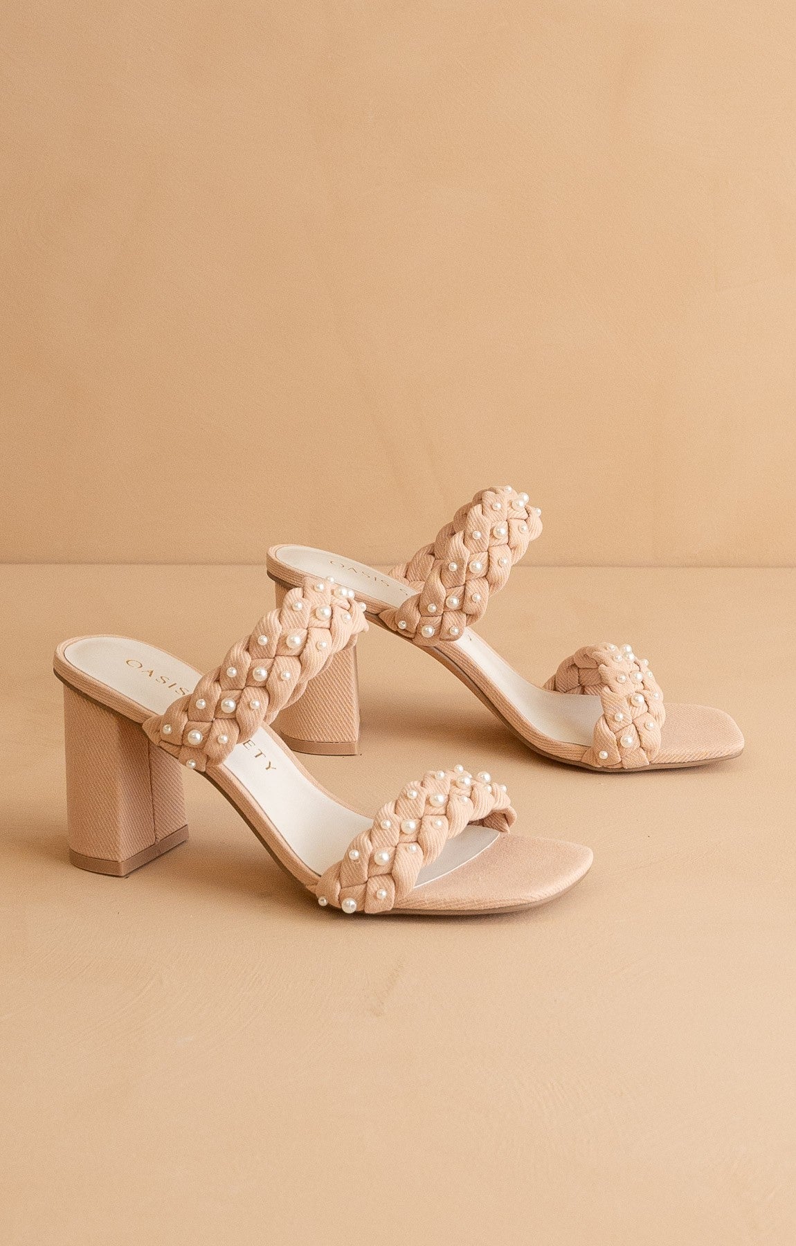 Parisa Braided Pearl Heeled Sandals