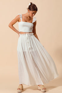 BOHO SUMMER SMOCKED TOP AND FLOWY MAXI SKIRT SET