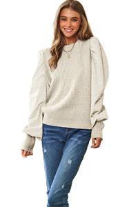 Pearl Embellishments Contrast Sleeves Sweater