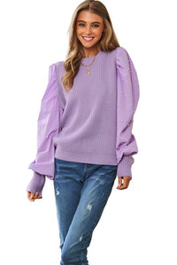 Pearl Embellishments Contrast Sleeves Sweater