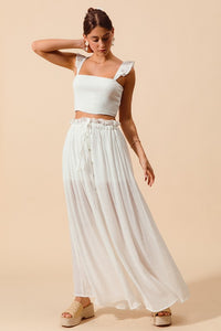 BOHO SUMMER SMOCKED TOP AND FLOWY MAXI SKIRT SET