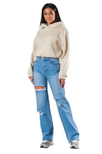 Distressed Wide Leg Jeans - The Lelia